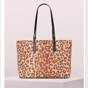 KATE SPADE Taylor Leopard Satin Nylon Tote